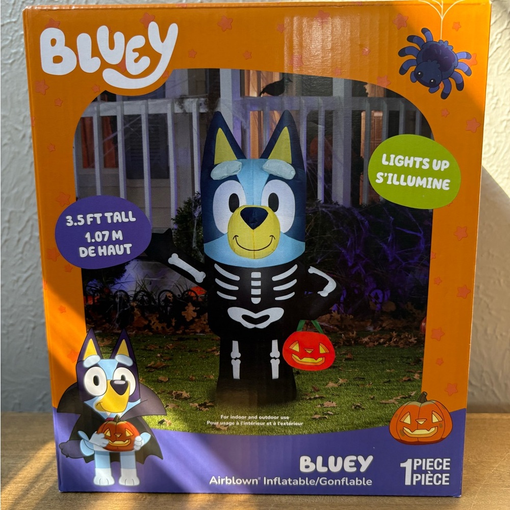 Bluey Halloween Inflatable with Skeleton Design